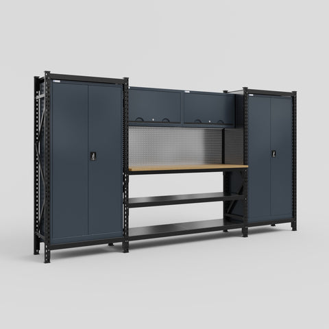 M121 Modular Work Bench - H2100mm x W3840mm | MDF WBT | Dark Grey