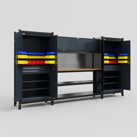 M121 Modular Work Bench - H2100mm x W3840mm | MDF WBT | Dark Grey