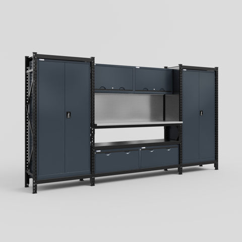 M121 Modular Work Bench - H2100mm x W3840mm | Stainless WBT | Dark Grey