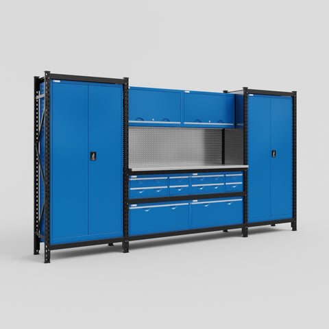 M121 Modular Work Bench - H2100mm x W3840mm | MDF WBT | Blue