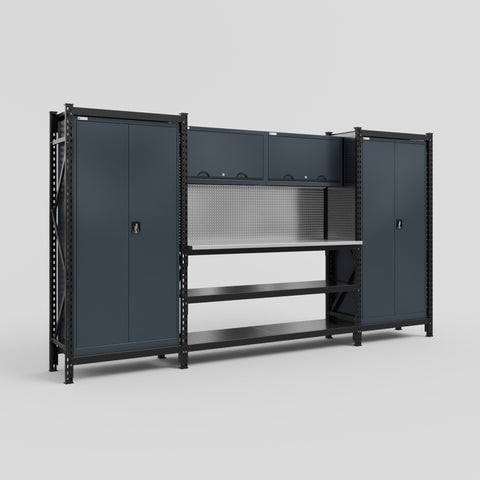 M121-2 Modular Work Bench - H2100mm x W3840mm | Stainless WBT | Dark Grey