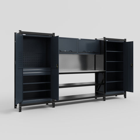 M121-2 Modular Work Bench - H2100mm x W3840mm | Stainless WBT | Dark Grey