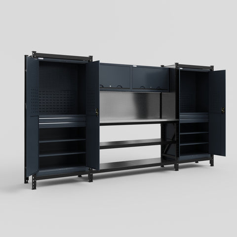 M121-2 Modular Work Bench - H2100mm x W3840mm | Stainless WBT | Dark Grey