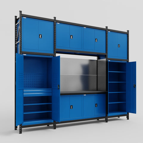 M121 Modular Work Bench - H3100mm x W3840mm | Laminate WBT | Blue