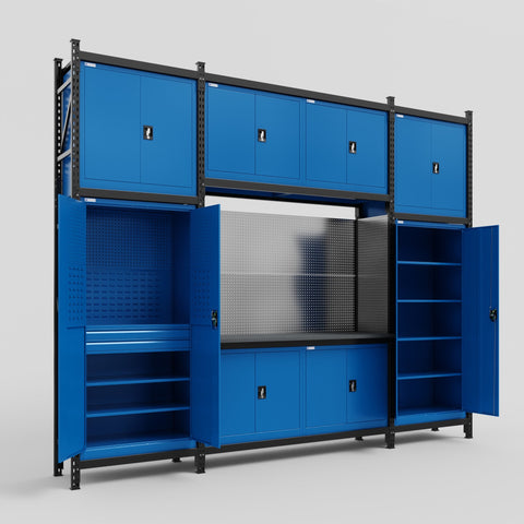 M121 Modular Work Bench - H3100mm x W3840mm | Laminate WBT | Blue