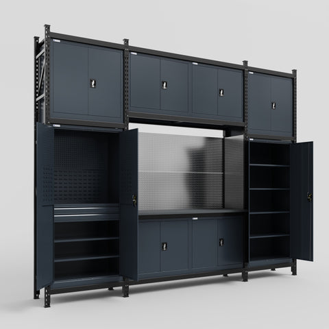 M121 Modular Work Bench - H3100mm x W3840mm | Laminate WBT | Dark Grey