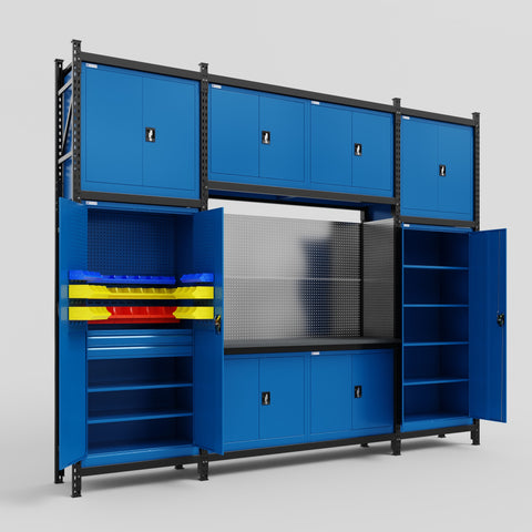 M121 Modular Work Bench - H3100mm x W3840mm | Laminate WBT | Blue
