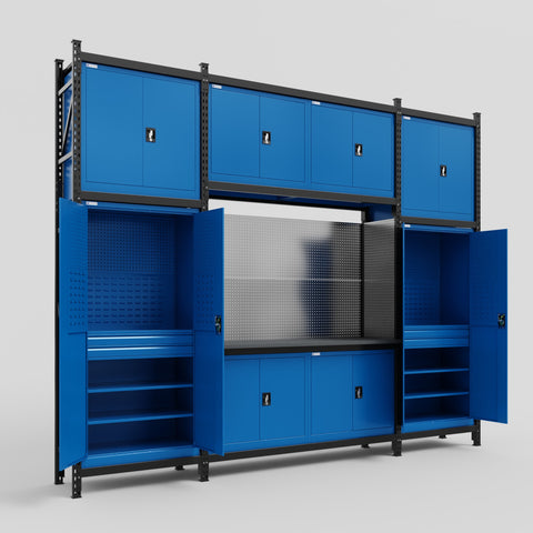 M121 Modular Work Bench - H3100mm x W3840mm | Laminate WBT | Blue