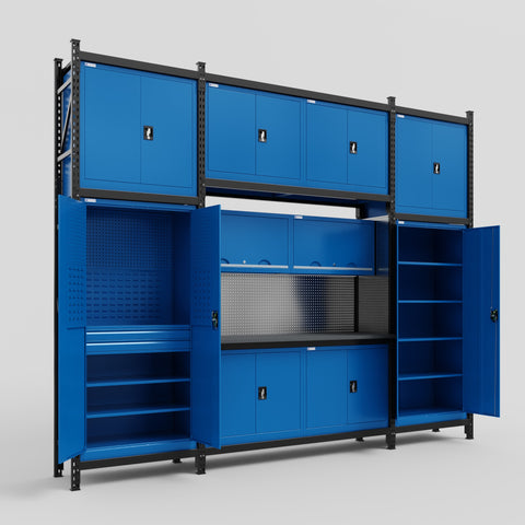 M121 Modular Work Bench - H3100mm x W3840mm | Laminate WBT | Blue