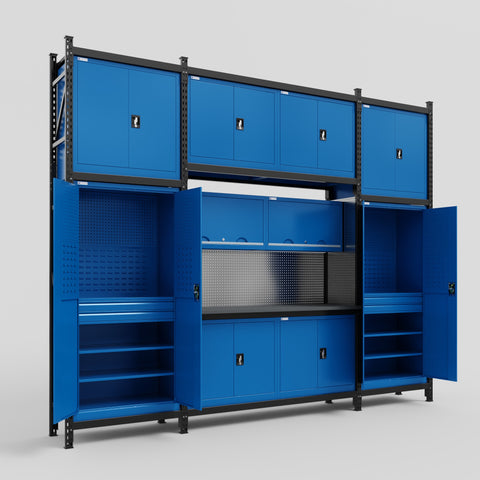 M121 Modular Work Bench - H3100mm x W3840mm | Laminate WBT | Blue