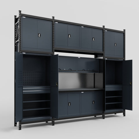 M121 Modular Work Bench - H3100mm x W3840mm | Laminate WBT | Dark Grey