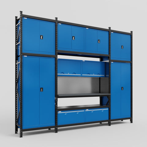 M121 Modular Work Bench - H3100mm x W3840mm | Laminate WBT | Blue