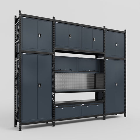 M121 Modular Work Bench - H3100mm x W3840mm | Laminate WBT | Dark Grey