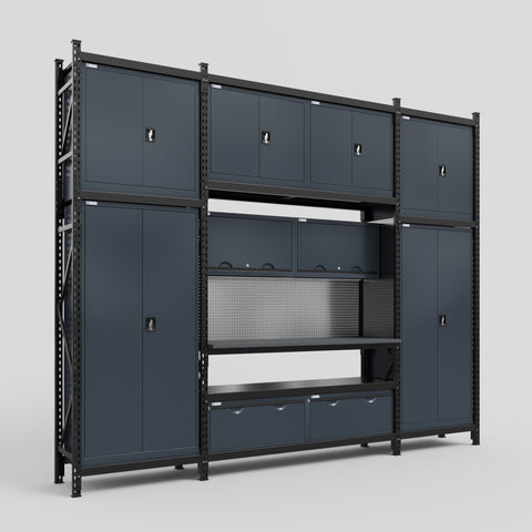 M121 Modular Work Bench - H3100mm x W3840mm | Laminate WBT | Dark Grey