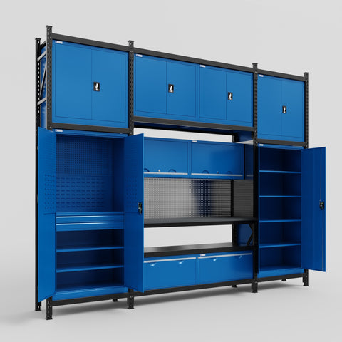 M121 Modular Work Bench - H3100mm x W3840mm | Laminate WBT | Blue