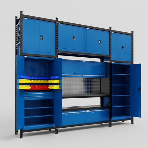 M121 Modular Work Bench - H3100mm x W3840mm | Laminate WBT | Blue