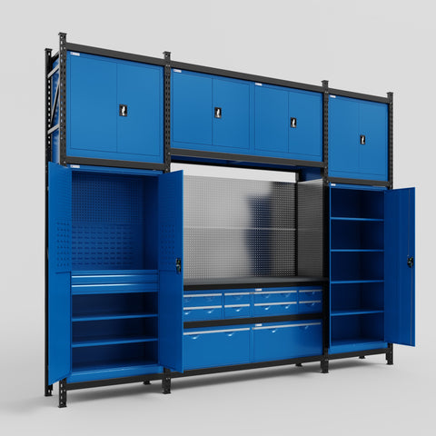 M121 Modular Work Bench - H3100mm x W3840mm | Laminate WBT | Blue