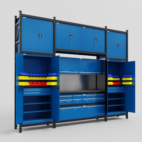 M121 Modular Work Bench - H3100mm x W3840mm | Laminate WBT | Blue