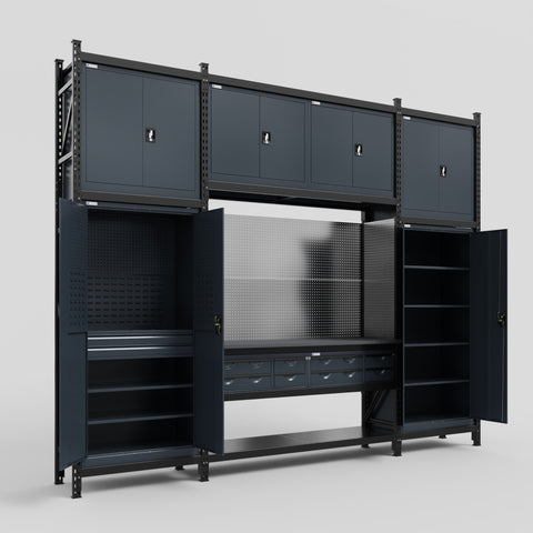 M121 Modular Work Bench - H3100mm x W3840mm | Laminate WBT | Dark Grey
