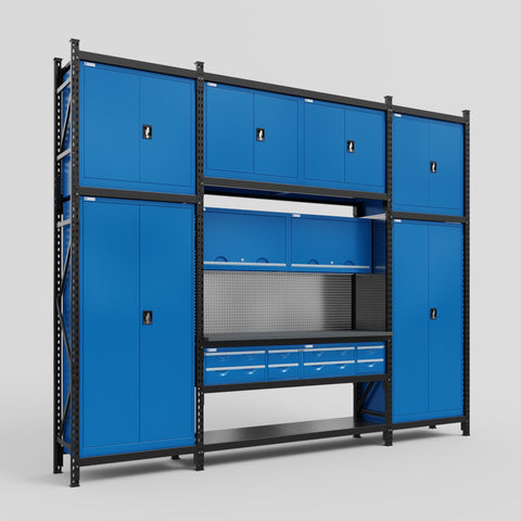 M121 Modular Work Bench - H3100mm x W3840mm | Laminate WBT | Blue