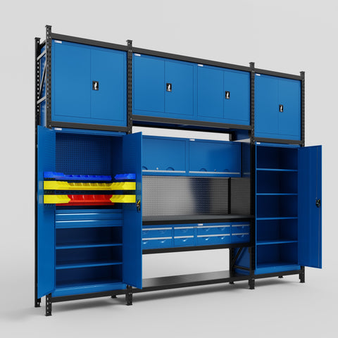 M121 Modular Work Bench - H3100mm x W3840mm | Laminate WBT | Blue