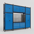 M121 Modular Work Bench - H3100mm x W3840mm | Laminate WBT | Blue