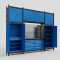 M121 Modular Work Bench - H3100mm x W3840mm | Laminate WBT | Blue