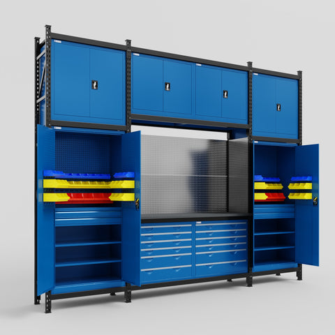 M121 Modular Work Bench - H3100mm x W3840mm | Laminate WBT | Blue