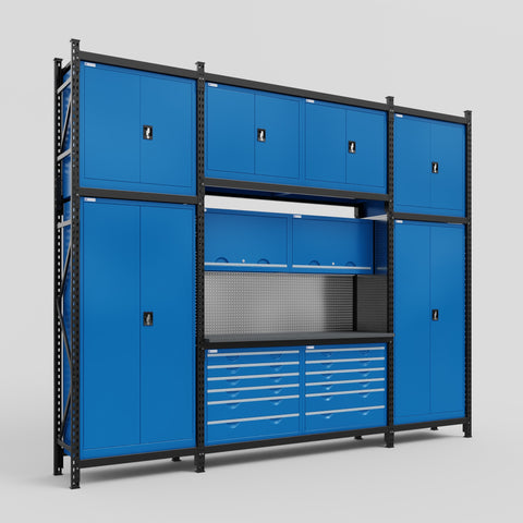 M121 Modular Work Bench - H3100mm x W3840mm | Laminate WBT | Blue