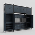 M121 Modular Work Bench - H3100mm x W3840mm | Laminate WBT | Dark Grey