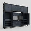 M121 Modular Work Bench - H3100mm x W3840mm | Laminate WBT | Dark Grey