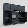 M121 Modular Work Bench - H3100mm x W3840mm | Laminate WBT | Dark Grey