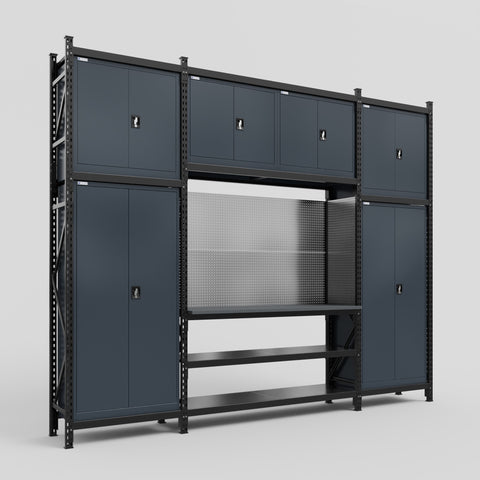 M121 Modular Work Bench - H3100mm x W3840mm | Laminate WBT | Dark Grey