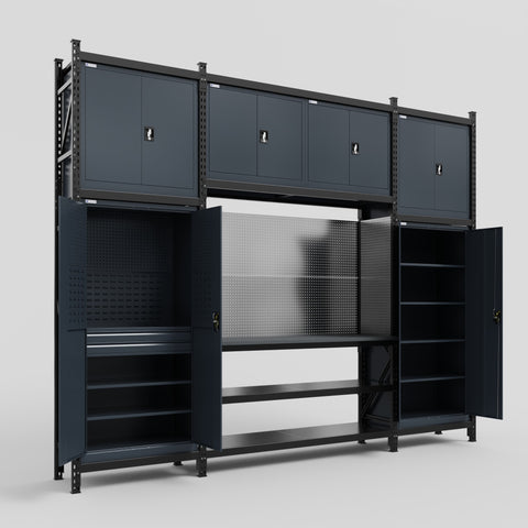 M121 Modular Work Bench - H3100mm x W3840mm | Laminate WBT | Dark Grey