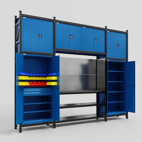 M121 Modular Work Bench - H3100mm x W3840mm | Laminate WBT | Blue