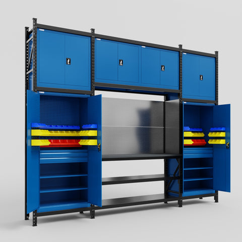 M121 Modular Work Bench - H3100mm x W3840mm | Laminate WBT | Blue