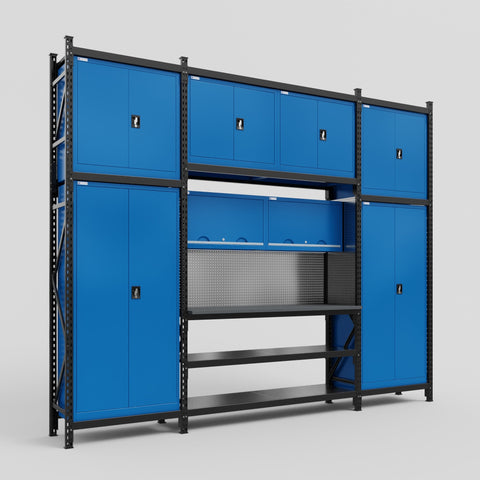 M121 Modular Work Bench - H3100mm x W3840mm | Laminate WBT | Blue