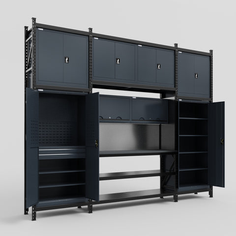 M121 Modular Work Bench - H3100mm x W3840mm | Laminate WBT | Dark Grey