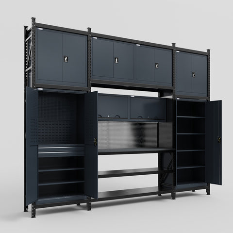 M121 Modular Work Bench - H3100mm x W3840mm | Laminate WBT | Dark Grey