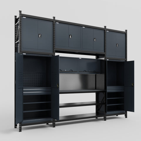 M121 Modular Work Bench - H3100mm x W3840mm | Laminate WBT | Dark Grey