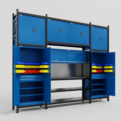 M121 Modular Work Bench - H3100mm x W3840mm | Laminate WBT | Blue