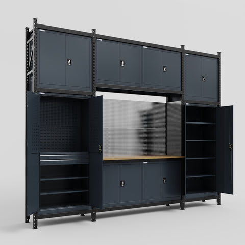 M121 Modular Work Bench - H3100mm x W3840mm | MDF WBT | Dark Grey