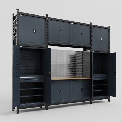 M121 Modular Work Bench - H3100mm x W3840mm | MDF WBT | Dark Grey