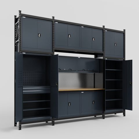 M121 Modular Work Bench - H3100mm x W3840mm | MDF WBT | Dark Grey