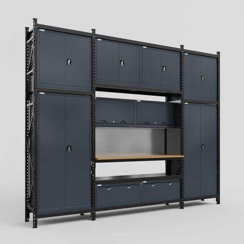 M121 Modular Work Bench - H3100mm x W3840mm | MDF WBT | Dark Grey