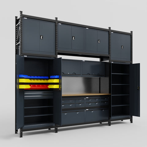 M121 Modular Work Bench - H3100mm x W3840mm | MDF WBT | Dark Grey