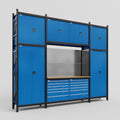 M121 Modular Work Bench - H3100mm x W3840mm | MDF WBT | Blue