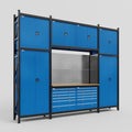 M121 Modular Work Bench - H3100mm x W3840mm | MDF WBT | Blue