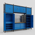 M121 Modular Work Bench - H3100mm x W3840mm | MDF WBT | Blue