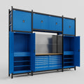 M121 Modular Work Bench - H3100mm x W3840mm | MDF WBT | Blue